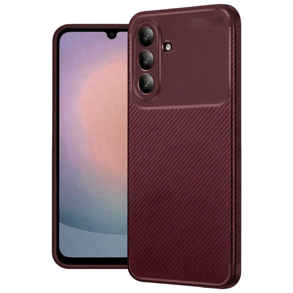 Samsung Galaxy A36 Kılıf Auto Focus Karbon Kapak - Bordo