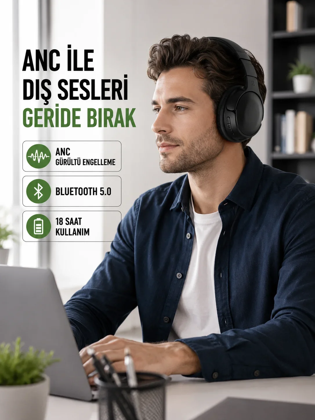 Geniş Frekans Aralıklı Bluetooth Kulak Üstü Kulaklık