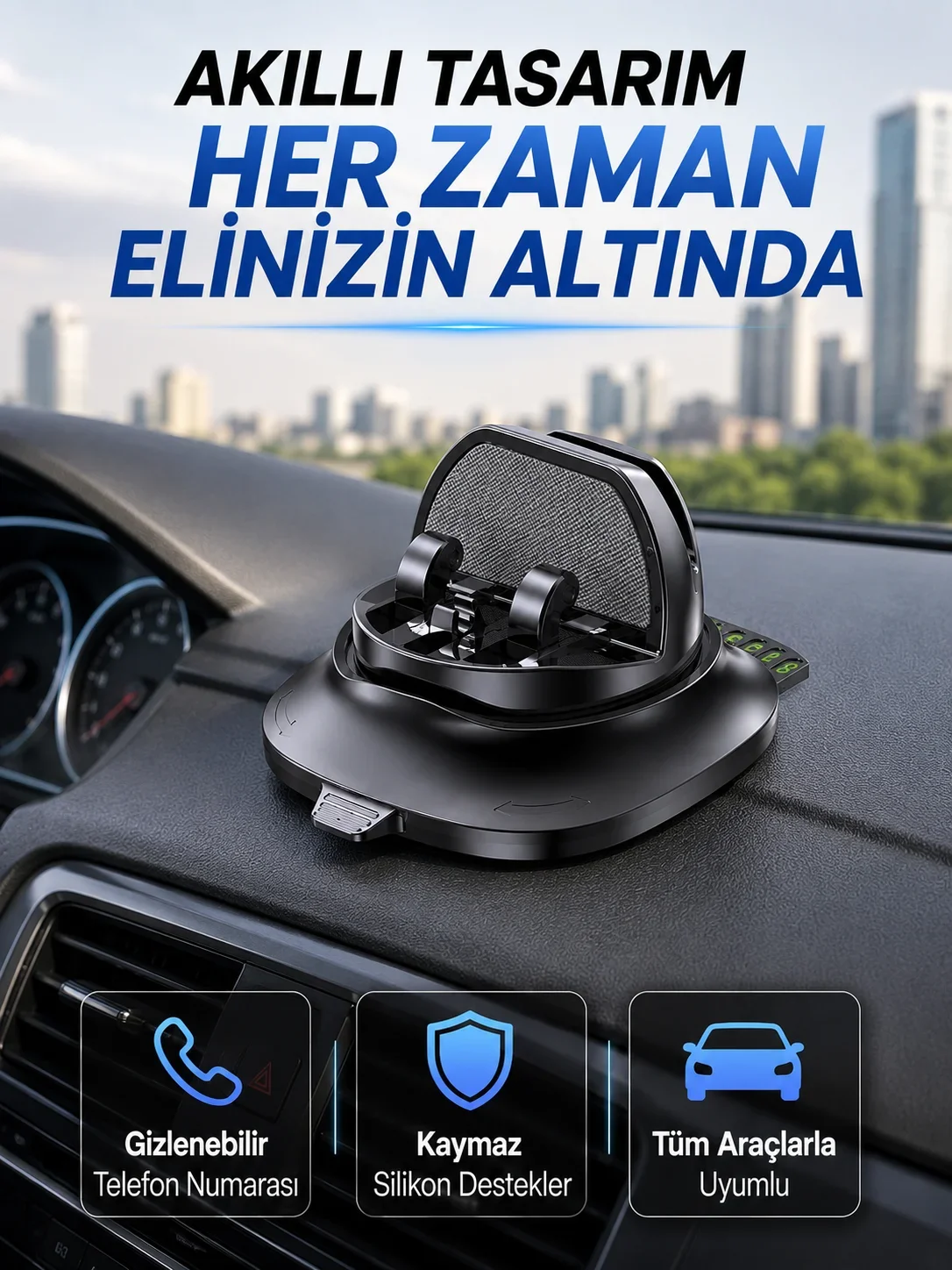 Araç Torpidosu İçin Telefon Tutucu Gizlenebilir Park Telefon Numaralı Stand