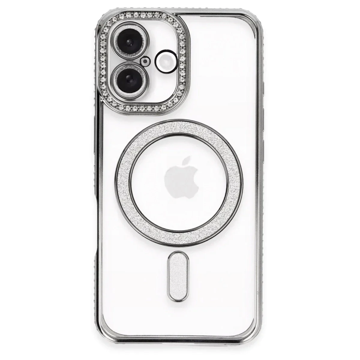 Apple iPhone 16 Plus Kılıf Joke Simli Magneticsafe Kılıf - Gri görsel 3