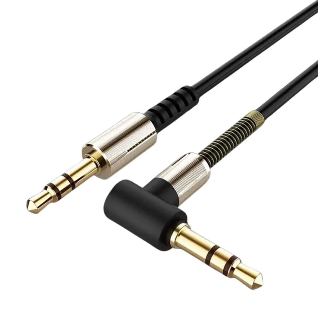 3.5mm AUX Kablosu Jak Erkek Erkek L Tipi 1 Metre Ses Aktarım Kablosu görsel 2