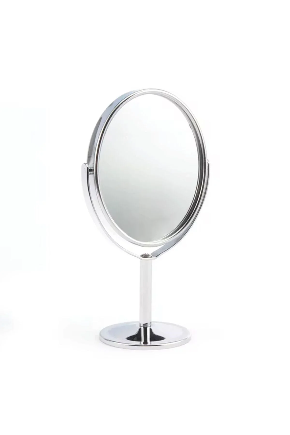 Oval Masaüstü Ayaklı 360° Dönebilen, İşyeri, Seyahat İçin ni Krom Ayna 15X25CM görsel 2