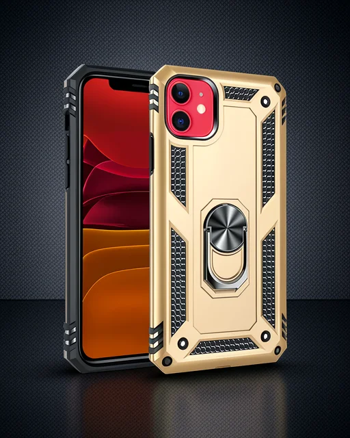 Apple İphone 11 Kılıf Sofya Yüzüklü Silikon Kapak - Gold