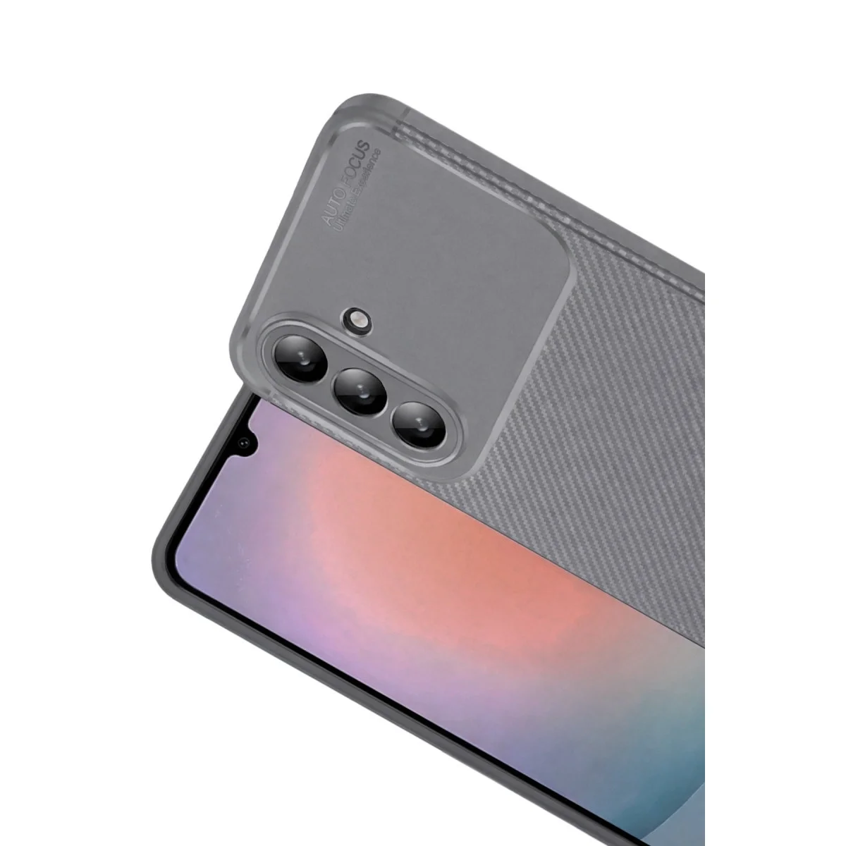Samsung Galaxy A36 Kılıf Auto Focus Karbon Kapak - Gri görsel 3