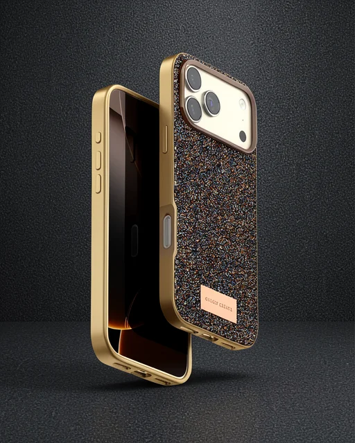 Onegif Apple İphone 17 Pro Max Bright Simli Kapak - Gold