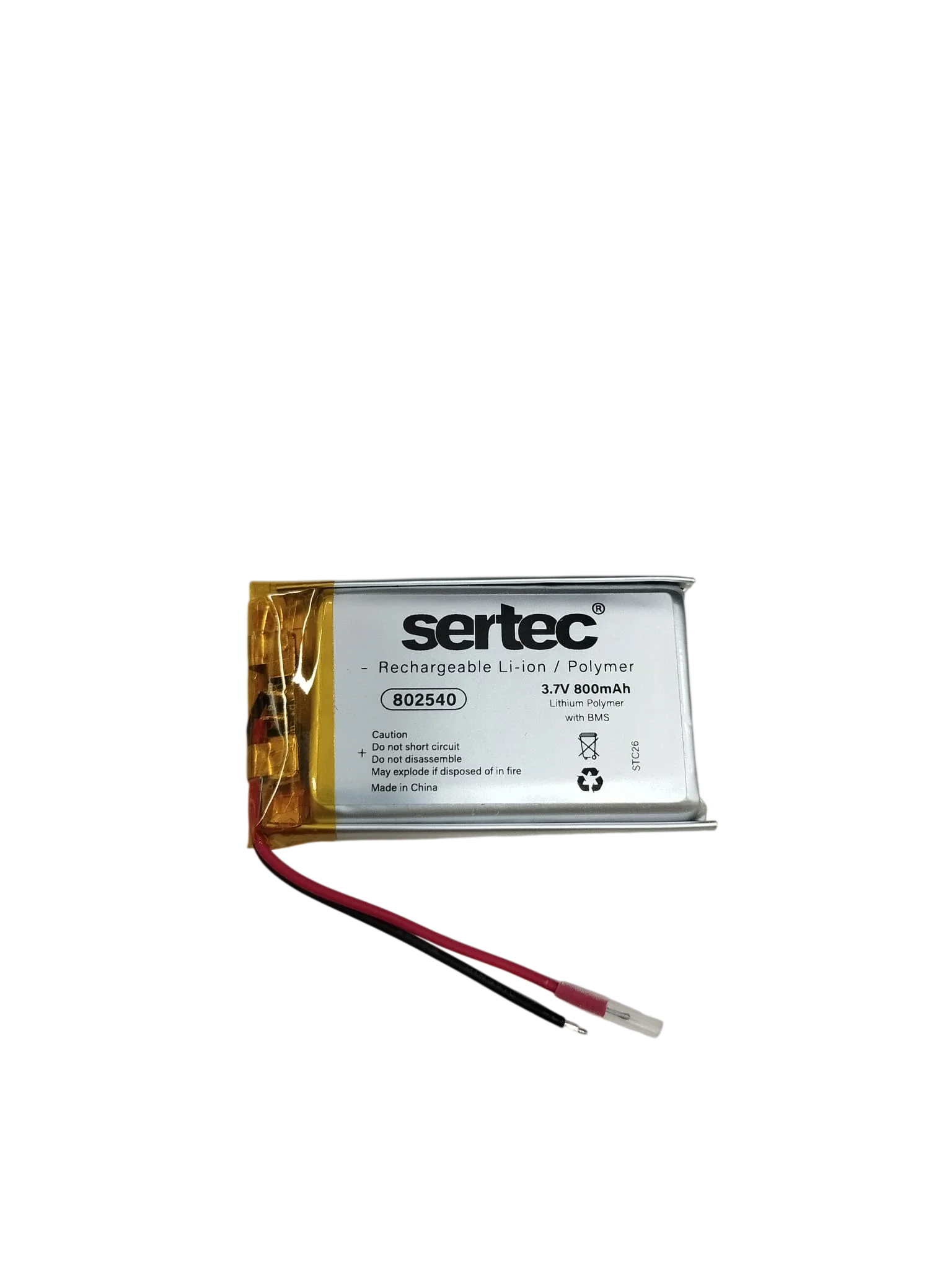 802540 3.7V 800mAh Li-Polymer Pil (Devreli/1.5A)