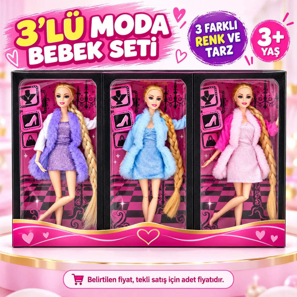 AGH 519 MY GİRL FASHİON ELBİSELİ KÜRKLÜ BEBEK(Belirtilen fiyat, tekli satış için adet fiyatıdır.)