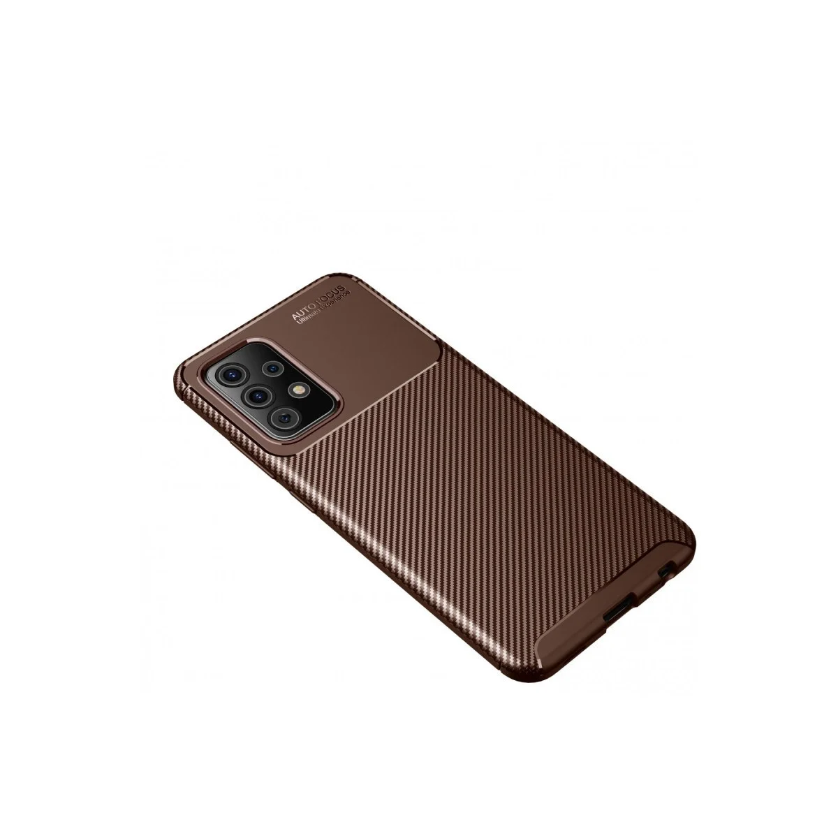 Samsung Galaxy A72 Kılıf Auto Focus Karbon Kapak - Kahverengi görsel 2