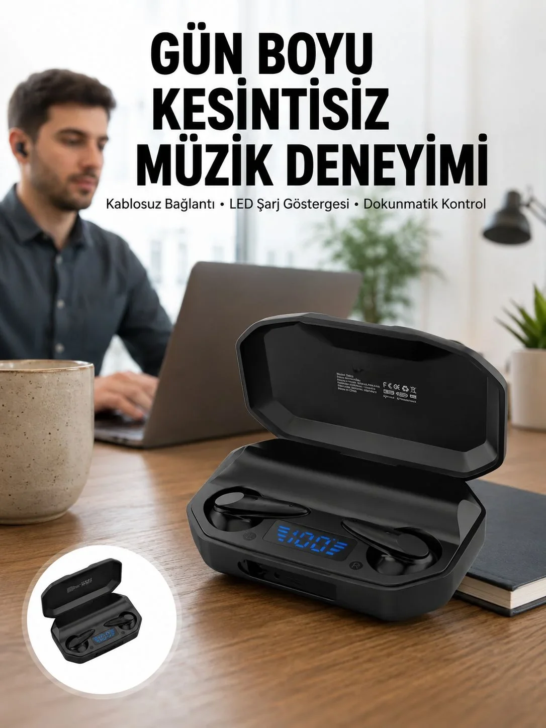Kulaklık Bluetooth 5.2 Kablosuz Kulakiçi Rgb Işıklı Çift krofonlu Yeni Nesil