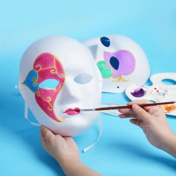 Beyaz Renk Boyanabilir Anonim Tam Yüz Cosplay Maske 24x18 cm görsel 4