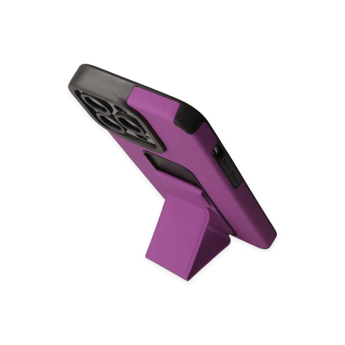 Apple İphone 14 Pro Kılıf Mega Standlı Silikon - Mor görsel 3