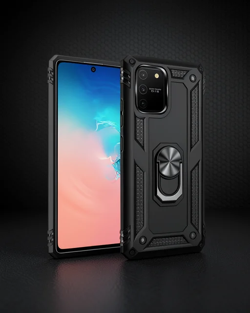 Samsung Galaxy A91 / S10 Lite Kılıf Sofya Yüzüklü Silikon Kapak - Siyah