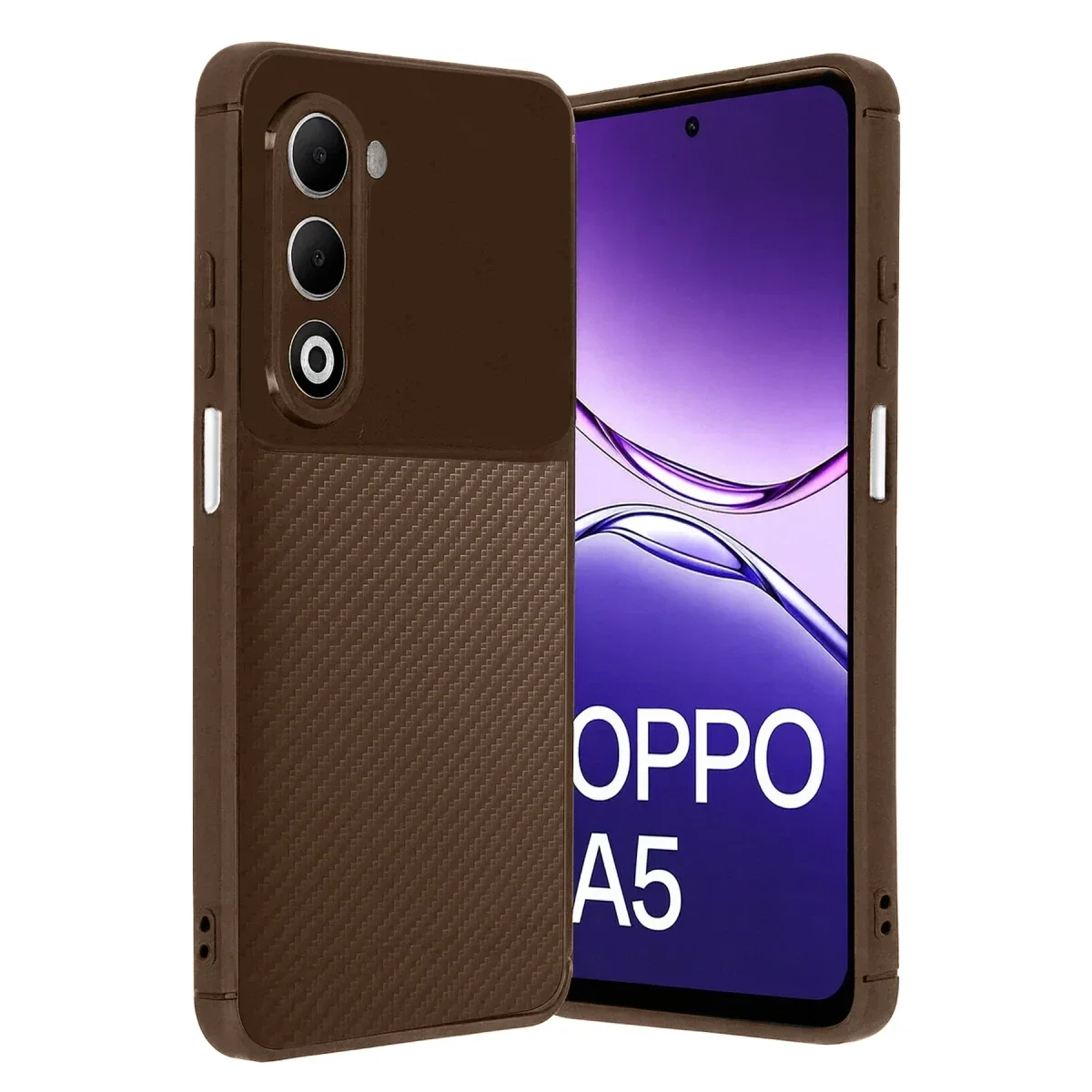 Oppo A5 4G Auto Focus Karbon Kapak - Kahverengi