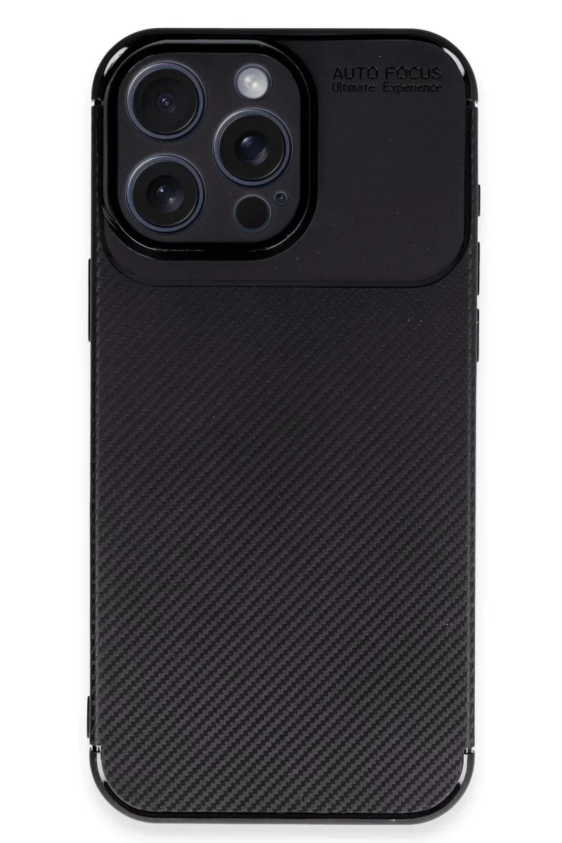 Apple iPhone 16 Pro Kılıf Auto Focus Karbon Kapak - Siyah görsel 3
