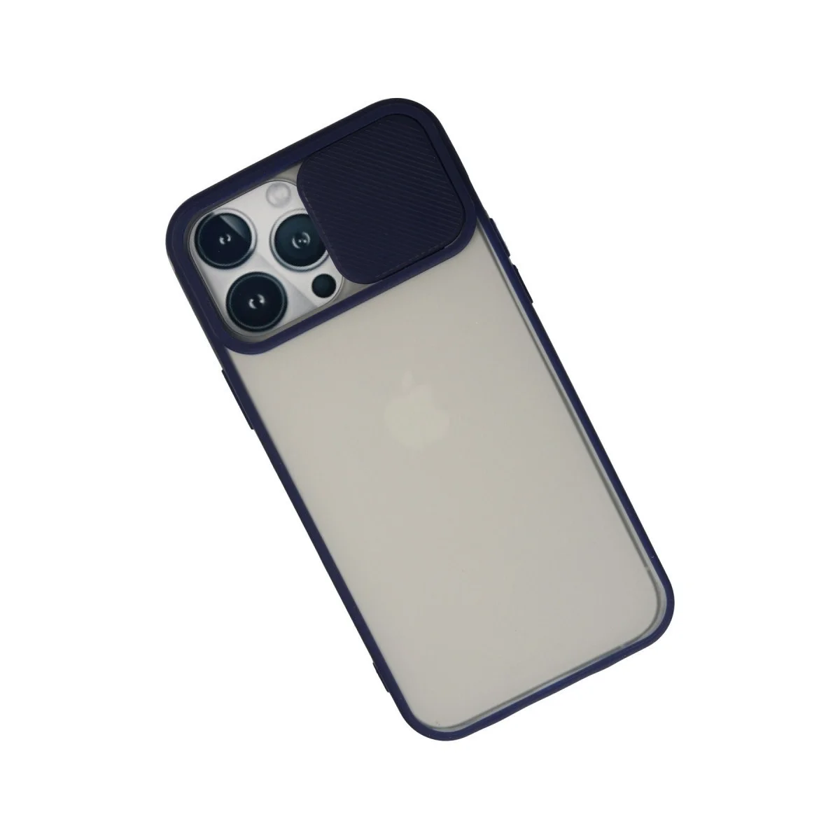 Apple İphone 13 Pro Max Kılıf Palm Buzlu Kamera Sürgülü Silikon - Lacivert görsel 3