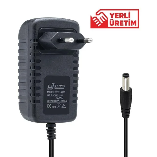 UJ Toys WK-10380 6 Volt 1 Amper Priz Tipi Adaptör 5.5 x 2.5 Uç görsel 5