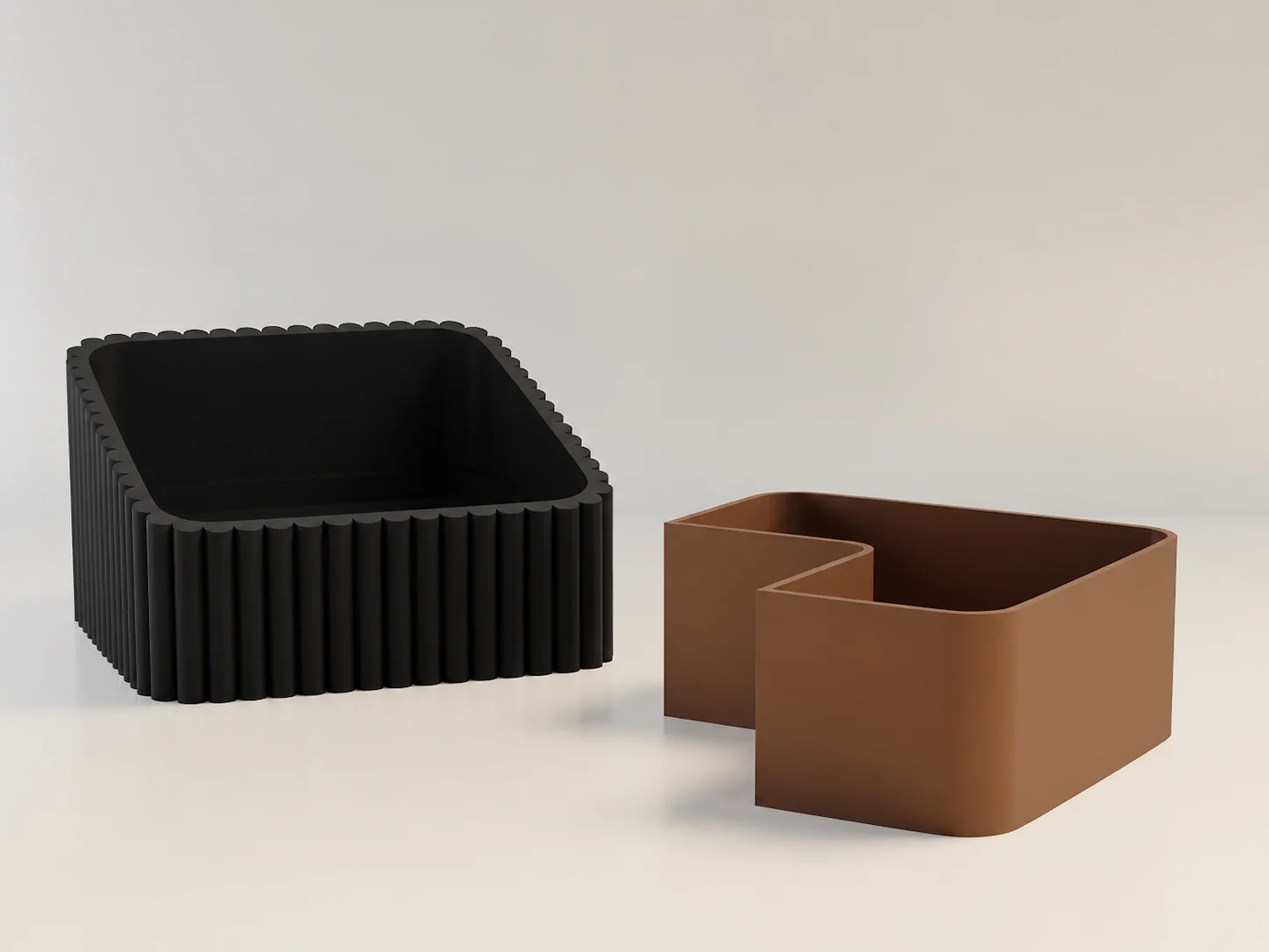 3D Baskı Fıstık Kasesi - Çift Hazneli Kabuk Ayırıcı Sunum Kasesi - Siyah Kahverengi görsel 2