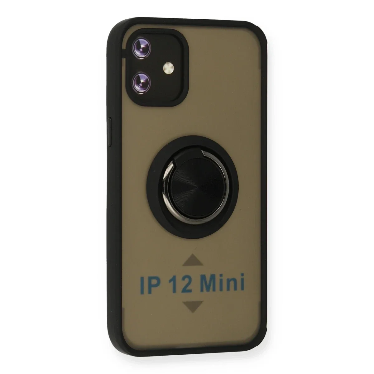 Apple iPhone 12 Mini Kılıf Montreal Yüzüklü Silikon Kapak - Siyah görsel 2