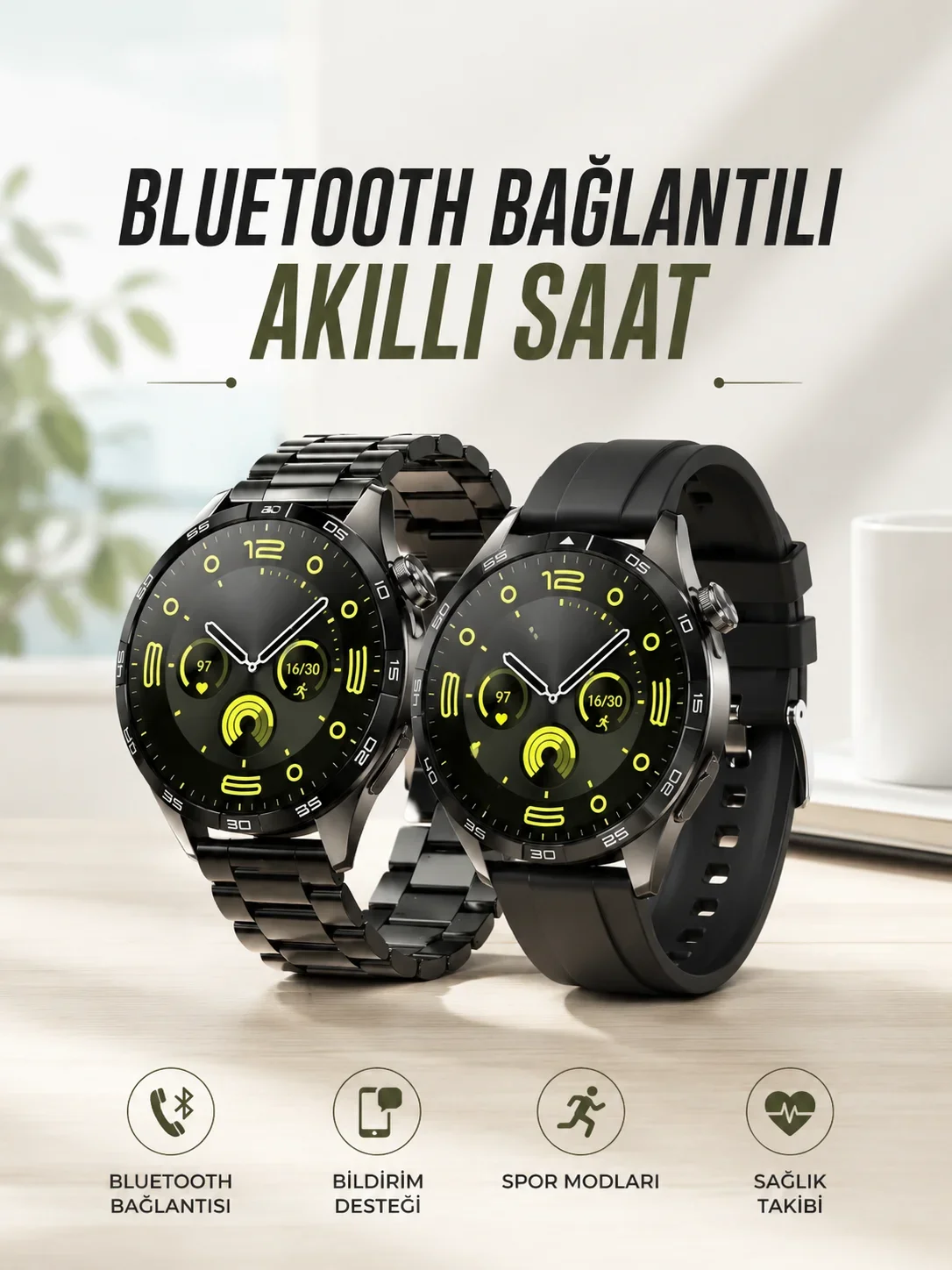 Akıllı Saat Sesli Görüşme, NFC Uyumlu, Bildirim Görme ve Uyku ve Sağlık Takibi