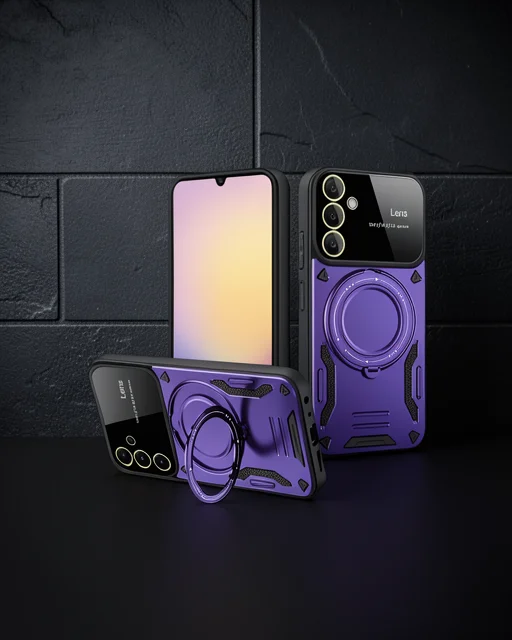 Samsung Galaxy S25 Kılıf Joy Lens Standlı Kapak - Mor