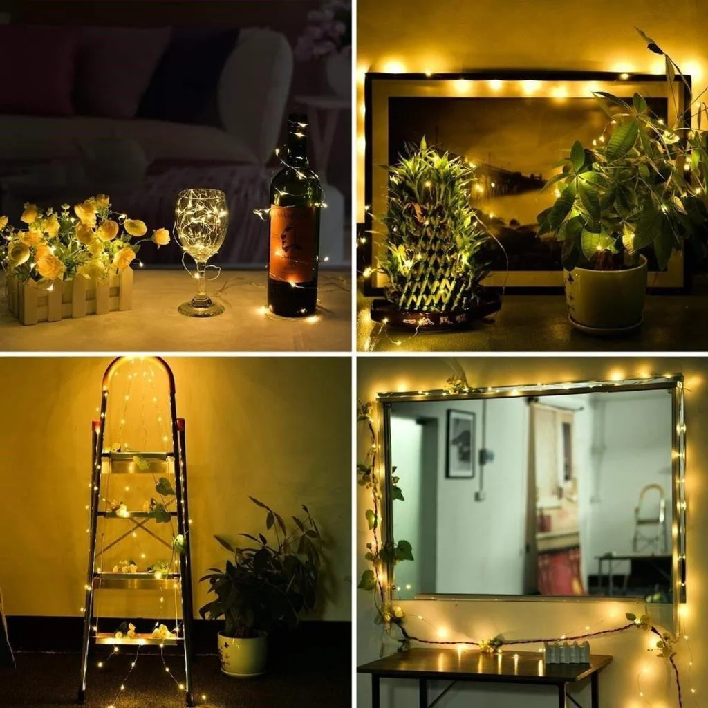 Peri Led Işık 10 Metre (Sarı) Pilli Aydınlatma Şerit Led Saçak Spot Süsleme görsel 2