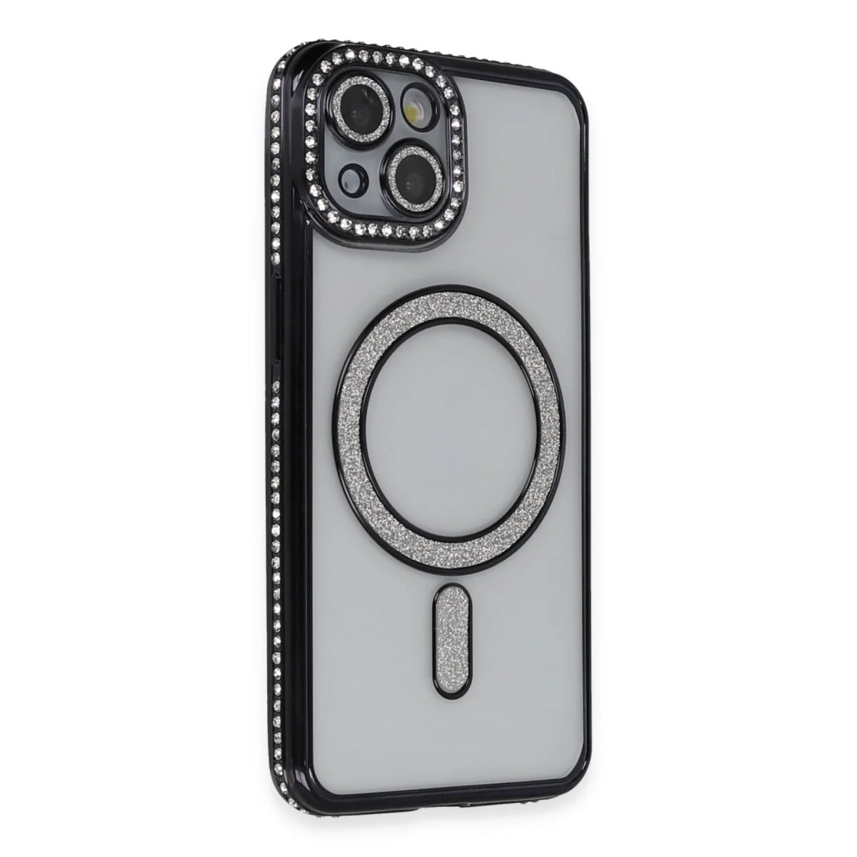 Apple İphone 13 Kılıf Joke Simli Magneticsafe Kılıf - Siyah