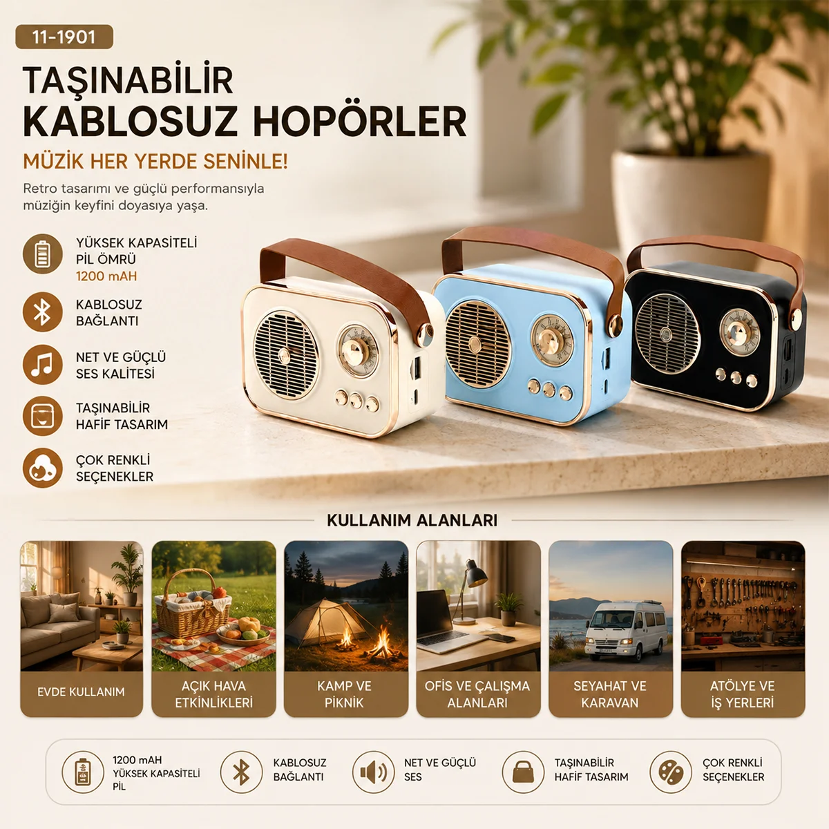 Işıklı Kablosuz Bluetooth Hoparlör USB/TF 5V görsel 3