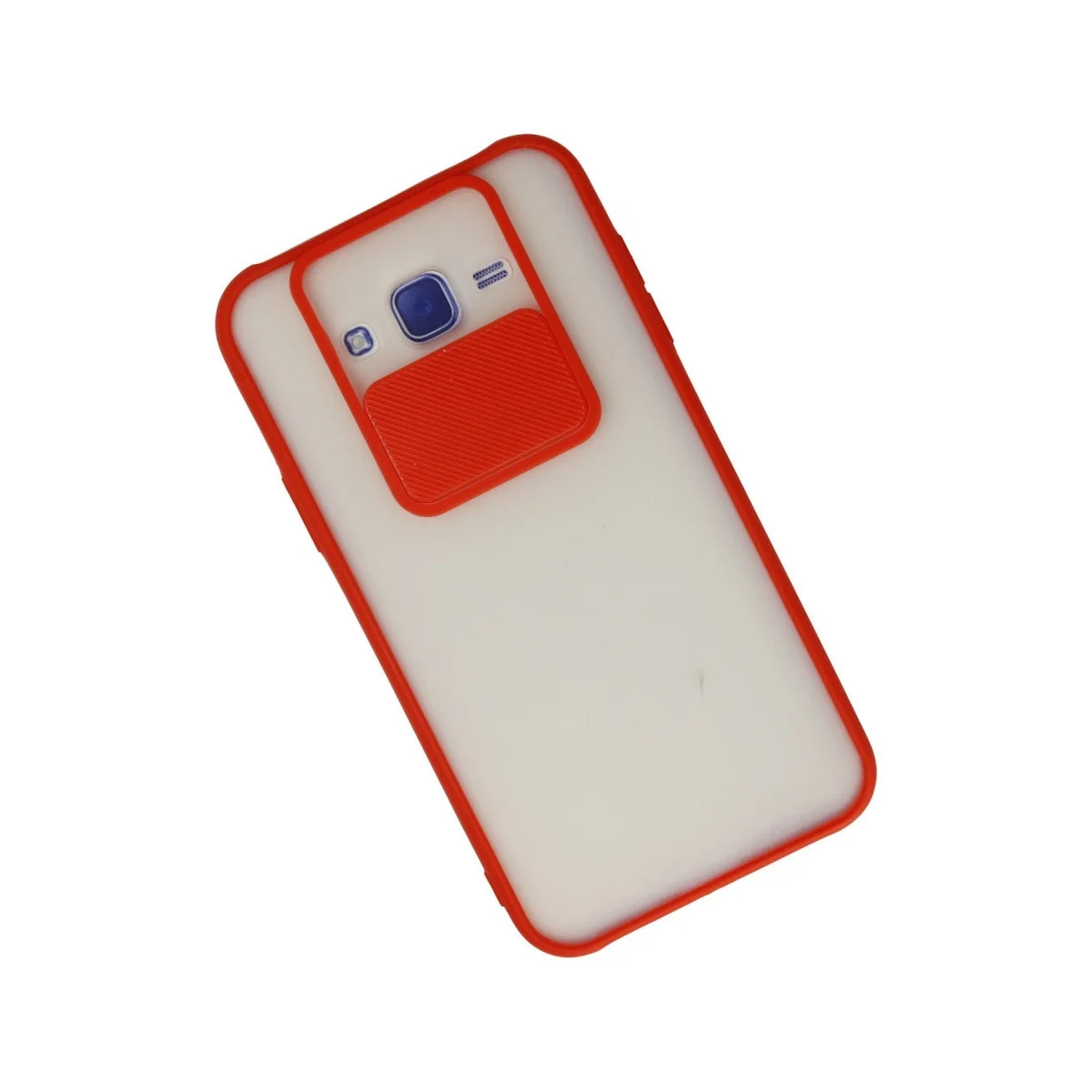 Samsung Galaxy J7 Kılıf Palm Buzlu Kamera Sürgülü Silikon - Kırmızı görsel 3