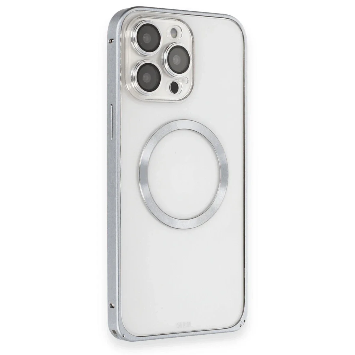 Joko Apple iPhone 15 Pro Max Kılıf Metal Bumper Magneticsafe Kapak - Gri