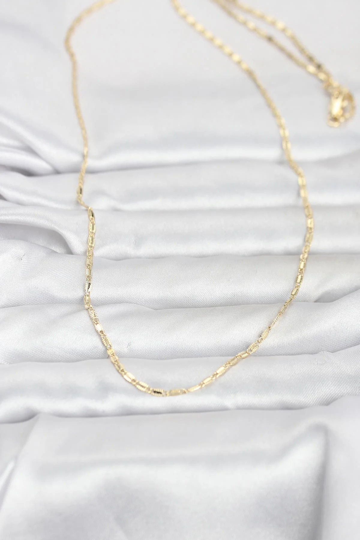 CM 14K Gold Renk Lazerli Zincir Model 60 cm Kadın Kolye görsel 2