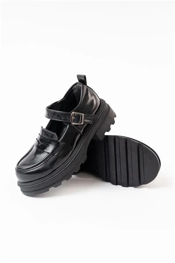 Kadın Rugan Loafer Ayakkabı Ayakkabı Tabanlı Yüksek Esnek Casual görsel 4