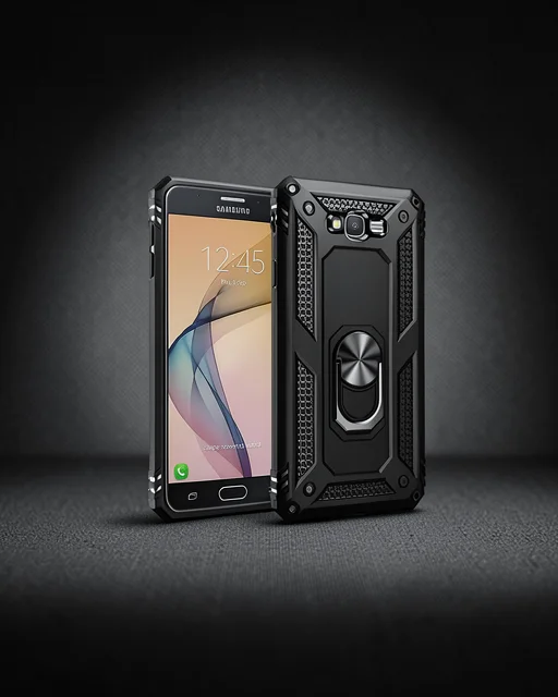 Samsung Galaxy J7 Kılıf Sofya Yüzüklü Silikon Kapak - Siyah