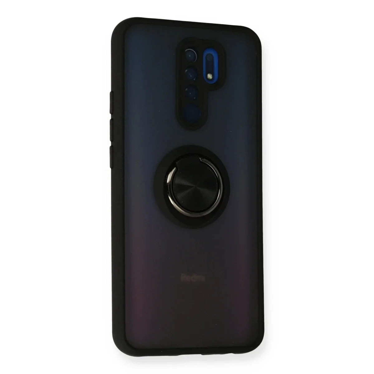 Xiaomi Redmi 9 Kılıf Montreal Yüzüklü Silikon Kapak - Siyah görsel 2