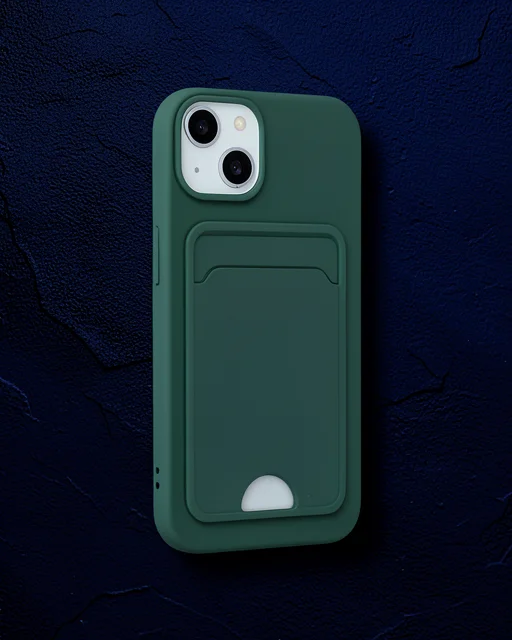 Apple İphone 14 Plus Kılıf Kelvin Kartvizitli Silikon - Koyu Yeşil