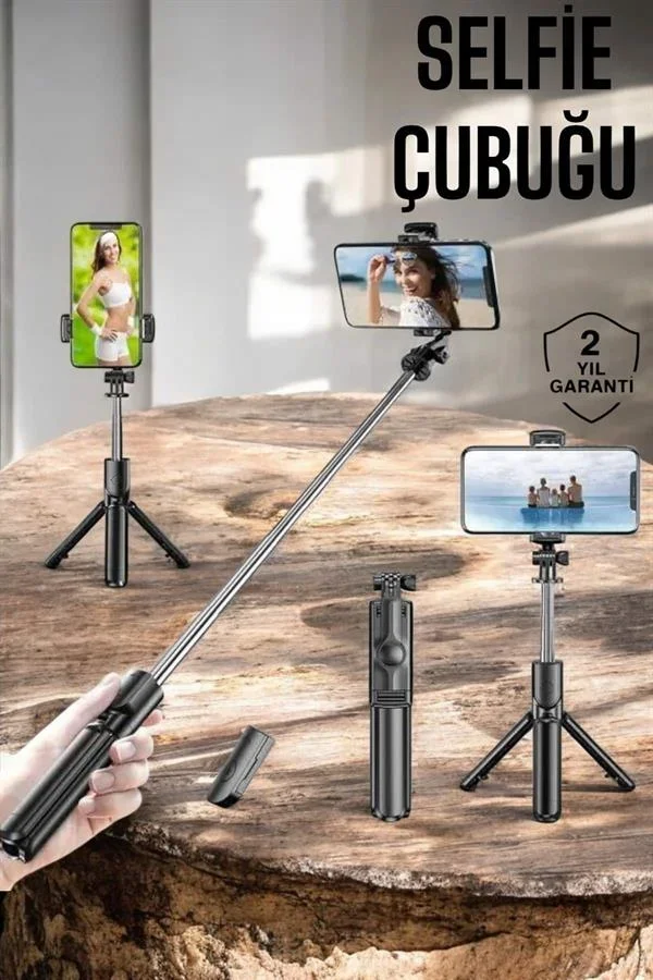Kumandalı Tripod Telefon Tutucu Selfie Çubuğu 360 Derece Dönebilen görsel 2
