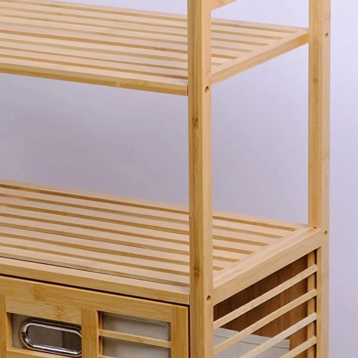 Bambu Kirli Çamaşır Sepeti 2 Bölmeli 2 Kat Organizer 80x33x87 cm görsel 3