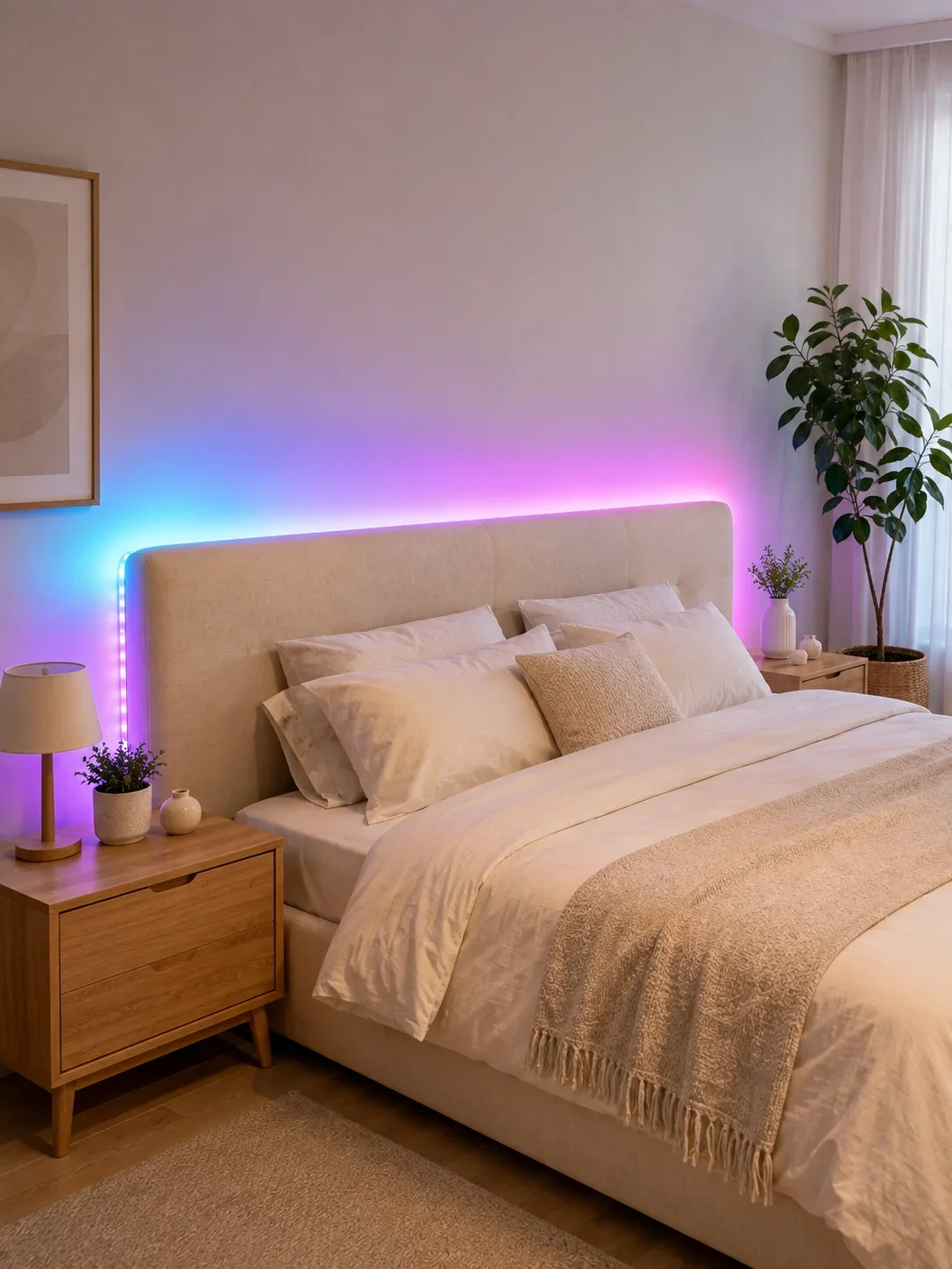 5 Metre Kumandalı RGB LED Şerit 2835 SMD Dekoratif TV Oda Masa Arkası Aydınlatma görsel 4