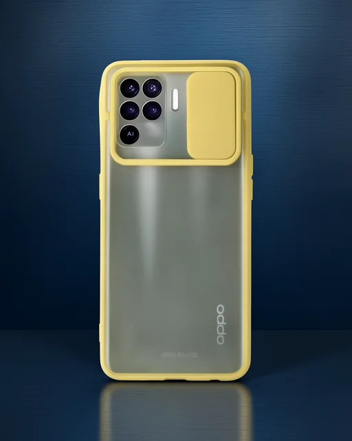 Oppo Reno 5 Lite Kılıf Palm Buzlu Kamera Sürgülü Silikon - Sarı