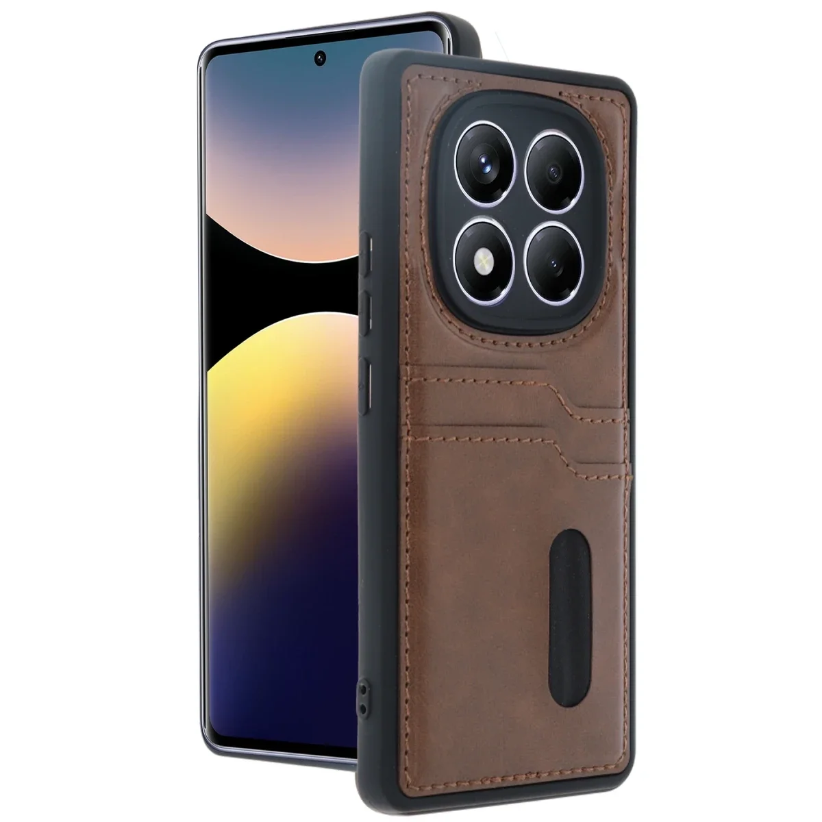 Xiaomi Redmi Note 14 Pro 4G Kılıf Sara Kartvizitli Deri Kılıf - Taba görsel 3