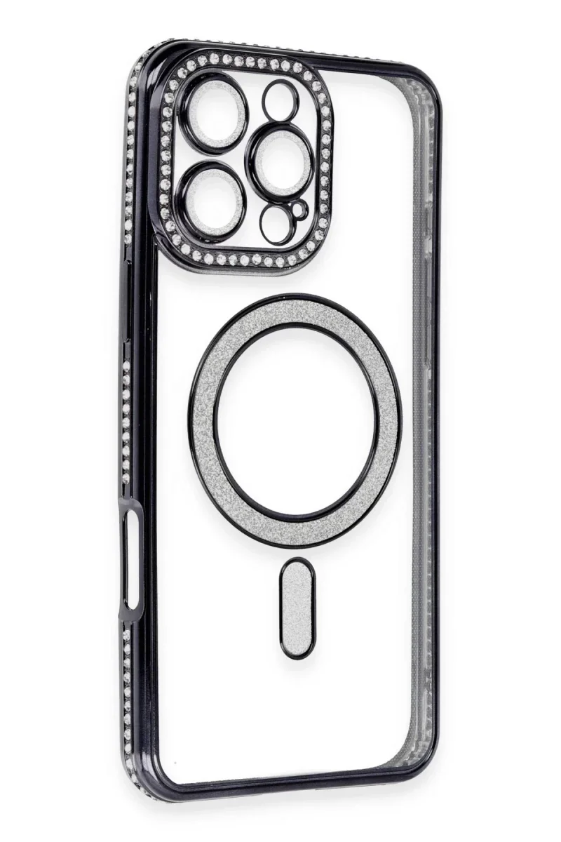 Apple iPhone 16 Pro Kılıf Joke Simli Magneticsafe Kılıf - Siyah görsel 3
