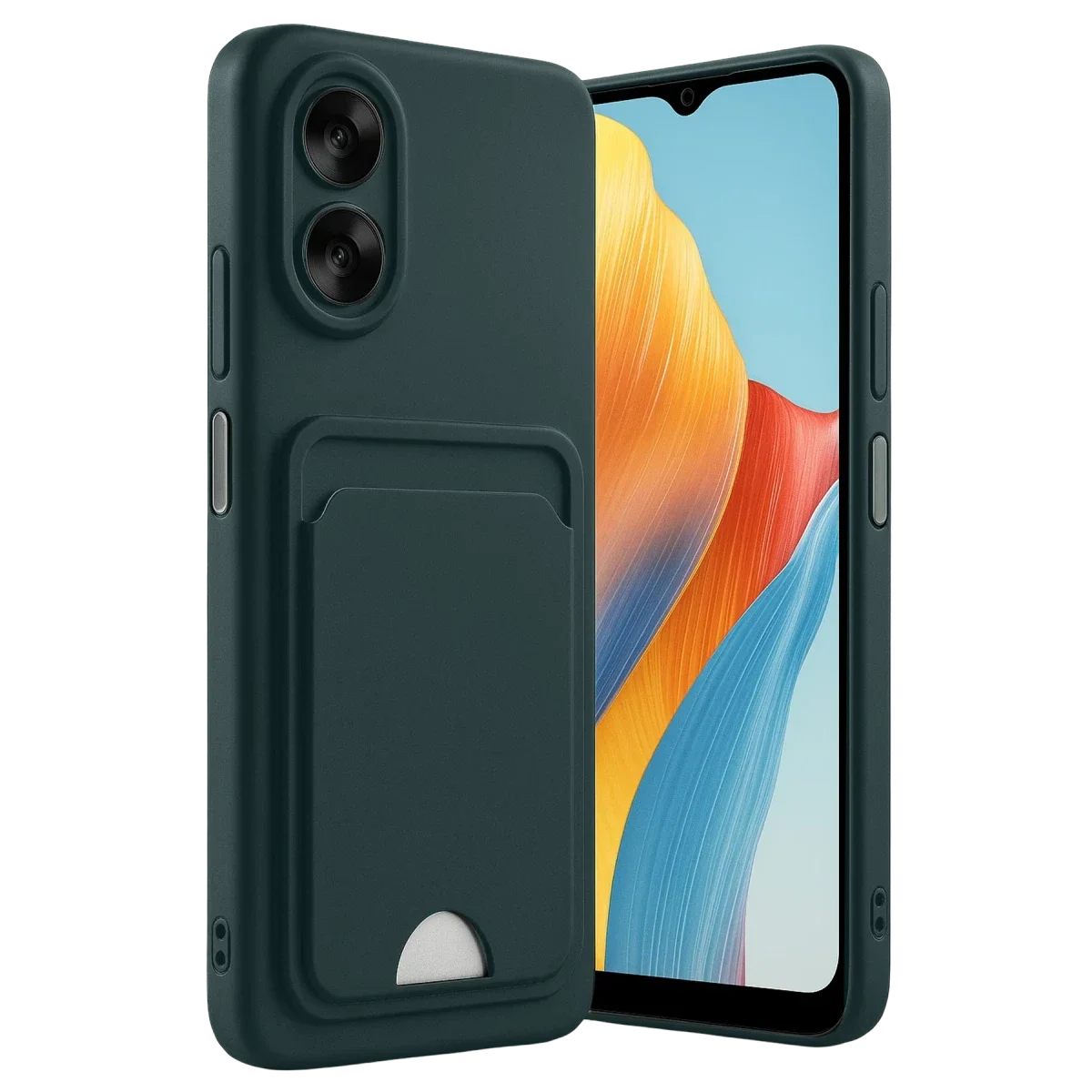 Oppo A38 Kılıf Kelvin Kartvizitli Silikon - Koyu Yeşil