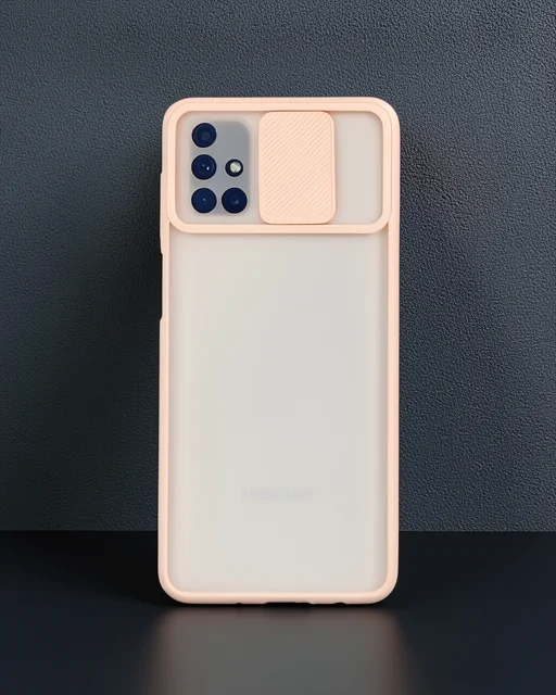 Samsung Galaxy M51 Kılıf Palm Buzlu Kamera Sürgülü Silikon - Pembe
