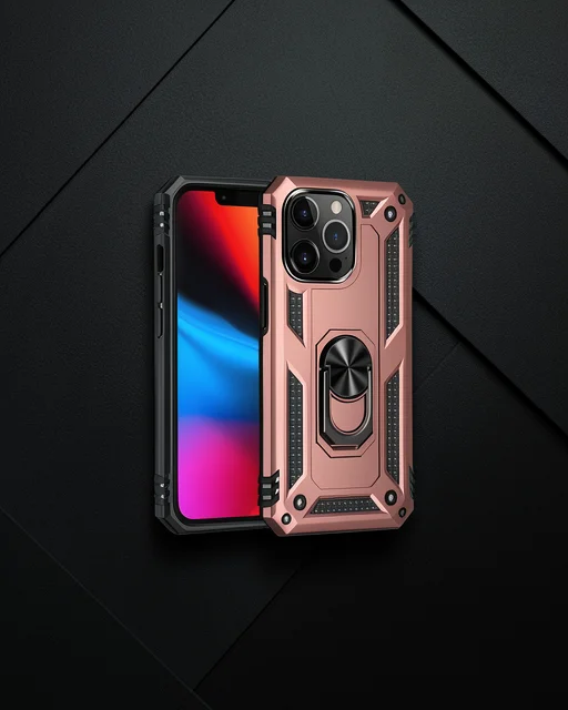 Apple İphone 13 Pro Max Kılıf Sofya Yüzüklü Silikon Kapak - Rose
