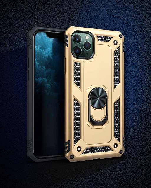 Apple İphone 11 Pro Kılıf Sofya Yüzüklü Silikon Kapak - Gold