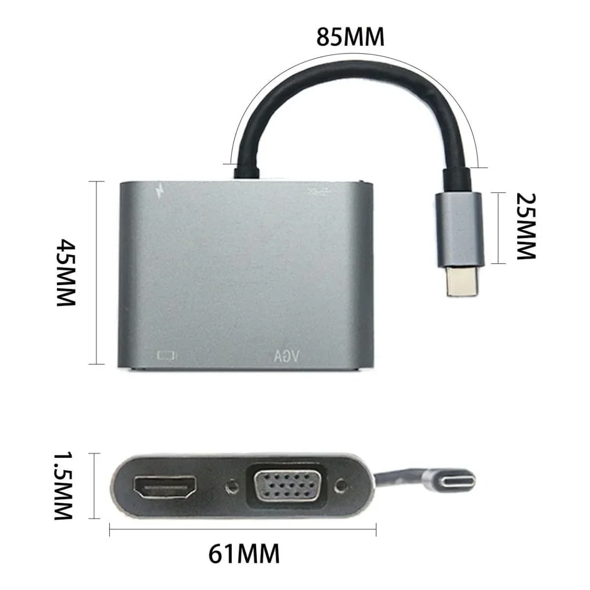 4’ü 1 Arada Type-C to Hub Dönüştürücü Adaptör – 4K Ultra HD HD & VGA Görüntü Aktarımı, PD Hızlı Şarj Destekli, USB Çoklayıcı görsel 4