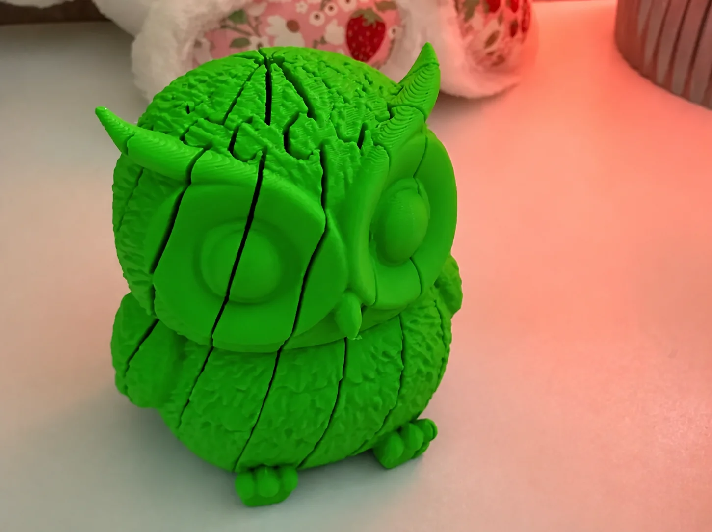 3D Baskı Hareketli Baykuş Figürü - Eklemli Flexi Oyuncak - Yeşil