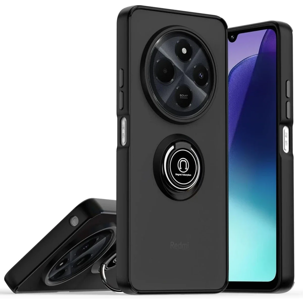Realme C75 4G Kılıf Montreal Yüzüklü Silikon Kapak - Siyah