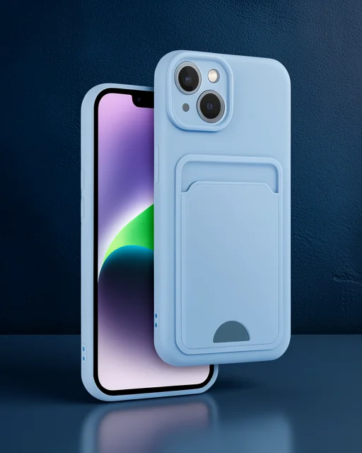 Apple İphone 14 Kılıf Kelvin Kartvizitli Silikon - Mavi