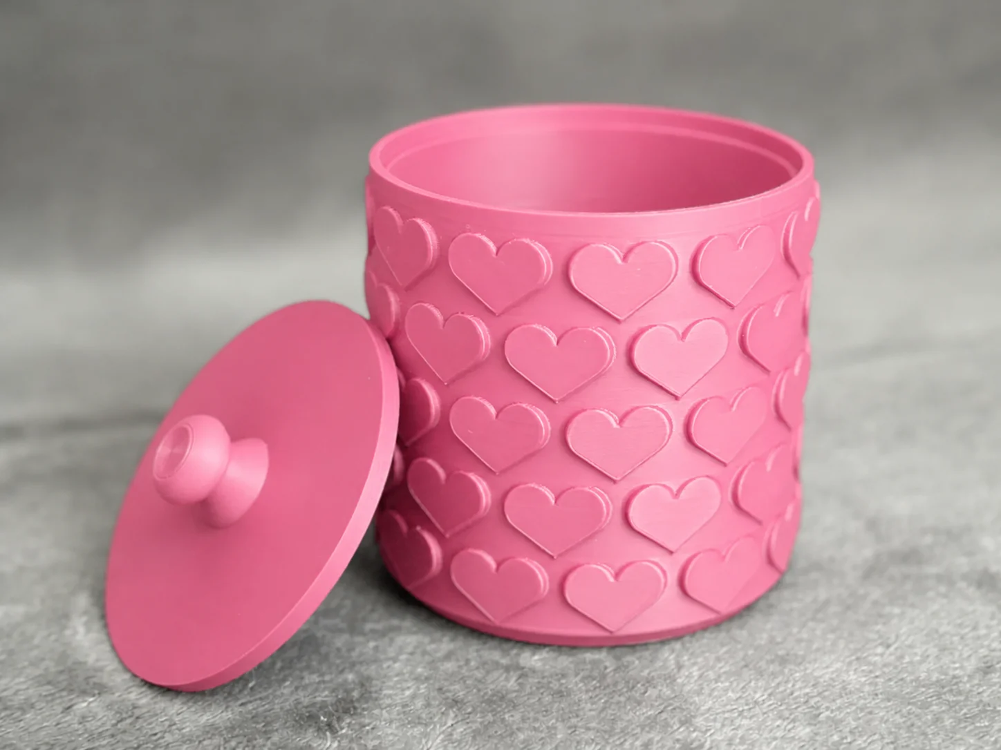 3D Baskı Kalp Desenli Kapaklı Saklama Kutusu - İki Renkli Organizer - Pembe