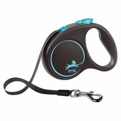 Black Design Otomatik Şerit Köpek Gezdirme Tasması Medum 5 Mt Mavi
